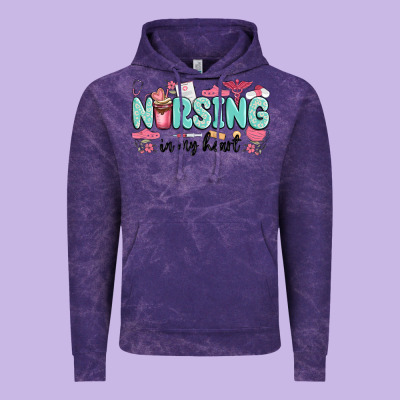 Nursing In My Heart Vintage Hoodie Designed By Maliassmallbusiness