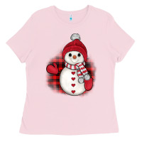 Bubblegum Pink christmas snowman Ladies Tee - JahusDesignShop