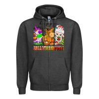 Charcoal Heather happy hallothanksmas farm animals Zipper Hoodie - texasbilliewilder