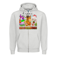 Dove Grey happy hallothanksmas farm animals Zipper Hoodie - texasbilliewilder