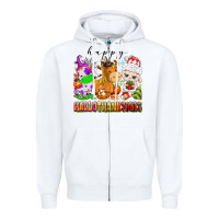 White happy hallothanksmas farm animals Zipper Hoodie - texasbilliewilder