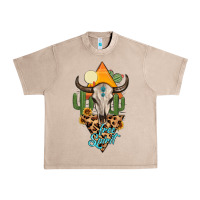 French Oak free spirit bull skull Urban Heavy Tee - MaliasSmallBusiness