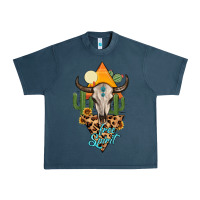 Midnight Navy free spirit bull skull Urban Heavy Tee - MaliasSmallBusiness