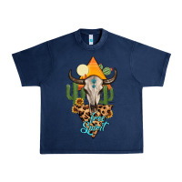 Navy free spirit bull skull Urban Heavy Tee - MaliasSmallBusiness