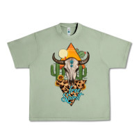 Oil Green free spirit bull skull Urban Heavy Tee - MaliasSmallBusiness