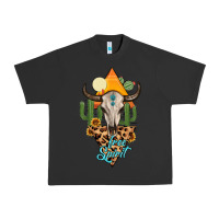 Pigment Black free spirit bull skull Urban Heavy Tee - MaliasSmallBusiness