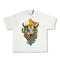 Pistachio free spirit bull skull Urban Heavy Tee - MaliasSmallBusiness