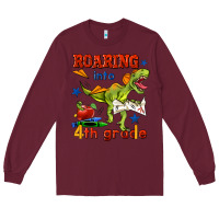 Burgundy roaring into 4th grade Long Sleeve Tee - BundleAndBundleShop