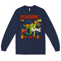 Navy roaring into 4th grade Long Sleeve Tee - BundleAndBundleShop