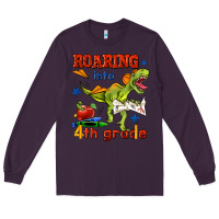 Plum roaring into 4th grade Long Sleeve Tee - BundleAndBundleShop