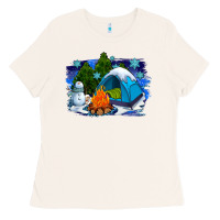 Bone winter camping with camp fire Ladies Tee - AdoDesignShop