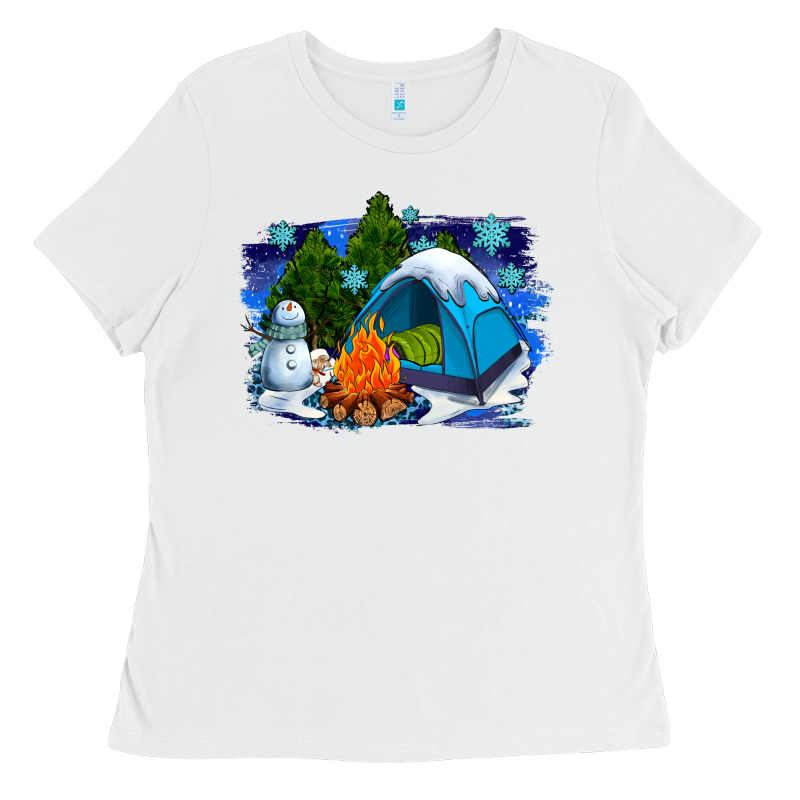 Winter Camping With Camp Fire Ladies Tee by AdoDesignShop | Teevron
