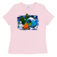 Winter Camping With Camp Fire Ladies Tee | Teevron