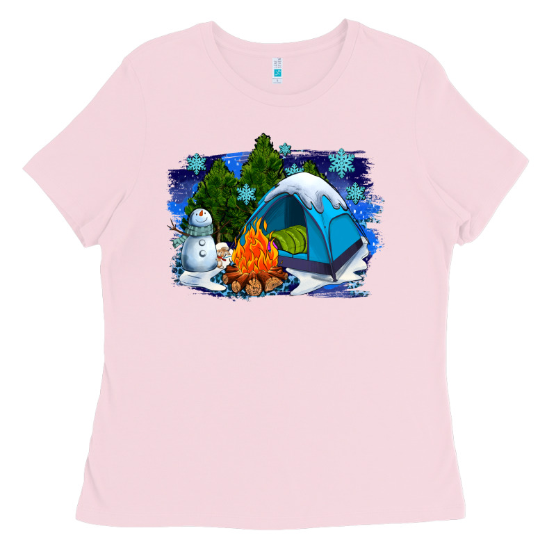 Winter Camping With Camp Fire Ladies Tee by AdoDesignShop | Teevron