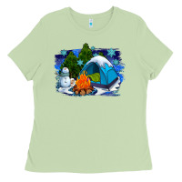 Matcha winter camping with camp fire Ladies Tee - AdoDesignShop