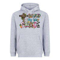 Heather Grey Saved by his grace Easter Day Heavyweight Hoodie - HowdyJamesFarm