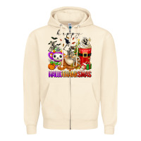 Sandshell happy hallothanksmas skeleton coffee cups Zipper Hoodie - texasbilliewilder