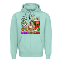 Seafoam happy hallothanksmas skeleton coffee cups Zipper Hoodie - texasbilliewilder
