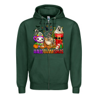Sports Green happy hallothanksmas skeleton coffee cups Zipper Hoodie - texasbilliewilder