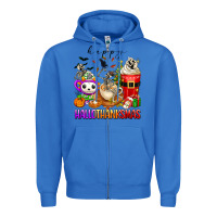 True Royal happy hallothanksmas skeleton coffee cups Zipper Hoodie - texasbilliewilder