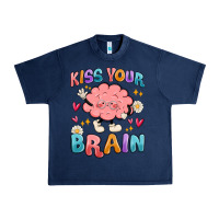 Navy kiss your brain Urban Heavy Tee - MaliasSmallBusiness