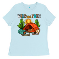Baby Blue wild and free camp Ladies Tee - AdoDesignShop