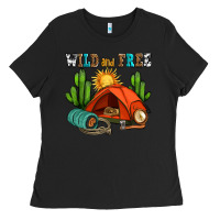 Black wild and free camp Ladies Tee - AdoDesignShop