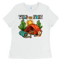 White wild and free camp Ladies Tee - AdoDesignShop