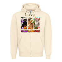 Sandshell happy hallothanksmas cats Zipper Hoodie - texasbilliewilder