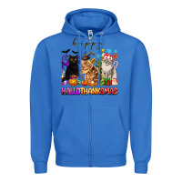 True Royal happy hallothanksmas cats Zipper Hoodie - texasbilliewilder