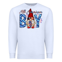 White All American boy with gnome Premium Sweatshirt - HowdyJamesFarm