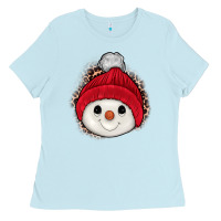 Baby Blue snowman Ladies Tee - JahusDesignShop