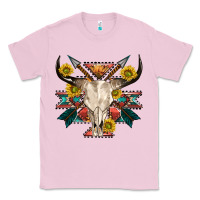 Bubblegum Pink aztec western bull skull Classic Tee - NancyCooperArtShop