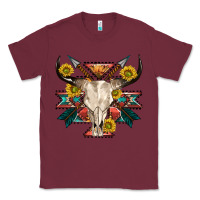 Burgundy aztec western bull skull Classic Tee - NancyCooperArtShop