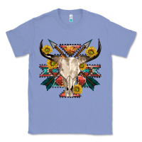 Colony Blue aztec western bull skull Classic Tee - NancyCooperArtShop