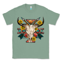 Sage aztec western bull skull Classic Tee - NancyCooperArtShop