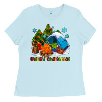 Baby Blue merry Christmas camp Ladies Tee - AdoDesignShop