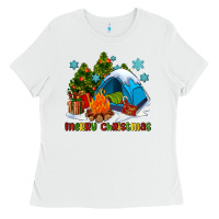 White merry Christmas camp Ladies Tee - AdoDesignShop
