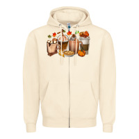 Sandshell Pumpkin Spice Coffee Cups Zipper Hoodie - texasbilliewilder