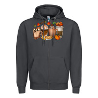 Smoke Pumpkin Spice Coffee Cups Zipper Hoodie - texasbilliewilder