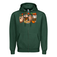 Sports Green Pumpkin Spice Coffee Cups Zipper Hoodie - texasbilliewilder