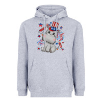 Heather Grey fourth of july hippopotamus Heavyweight Hoodie - CowGirlArtShop
