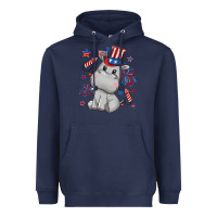 Navy fourth of july hippopotamus Heavyweight Hoodie - CowGirlArtShop