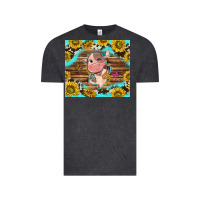 Vintage Black western cute cow with sunflower Vintage Tee - NancyCooperArtShop