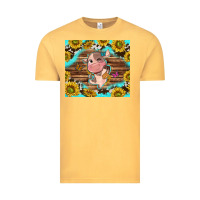 Vintage Mustard western cute cow with sunflower Vintage Tee - NancyCooperArtShop