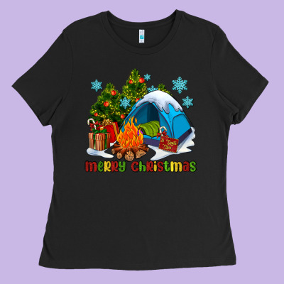 Merry Christmas Camp Ladies Tee Designed By Adodesignshop