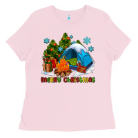 Bubblegum Pink merry Christmas camp Ladies Tee - AdoDesignShop