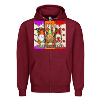Burgundy Happy Hallothanksmas gnomes Zipper Hoodie - texasbilliewilder