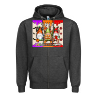 Charcoal Heather Happy Hallothanksmas gnomes Zipper Hoodie - texasbilliewilder