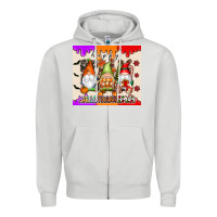 Dove Grey Happy Hallothanksmas gnomes Zipper Hoodie - texasbilliewilder